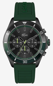 Lacoste Tiebreaker Chronograph Black Dial Green Silicon Strap Watch for Men - 2011153