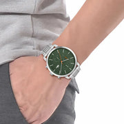 Lacoste Replay Green Dial Silver Steel Strap Watch for Men - 2011178