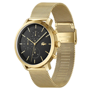 Lacoste Replay Chronograph Black Dial Gold Steel Strap Watch for Men - 2011195