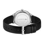 Lacoste Club Multidial Black Dial Black Leather Strap Watch for Men - 2011226