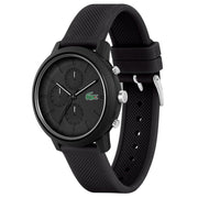 Lacoste 12.12 Chronograph Black Dial Black Silicon Strap Watch for Men - 2011243