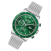 Lacoste Neoheritage Chronograph Green Dial Silver Steel Strap Watch for Men - 2011255