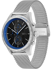 Lacoste Apext Black Dial Silver Steel Strap Watch for Men - 2011298
