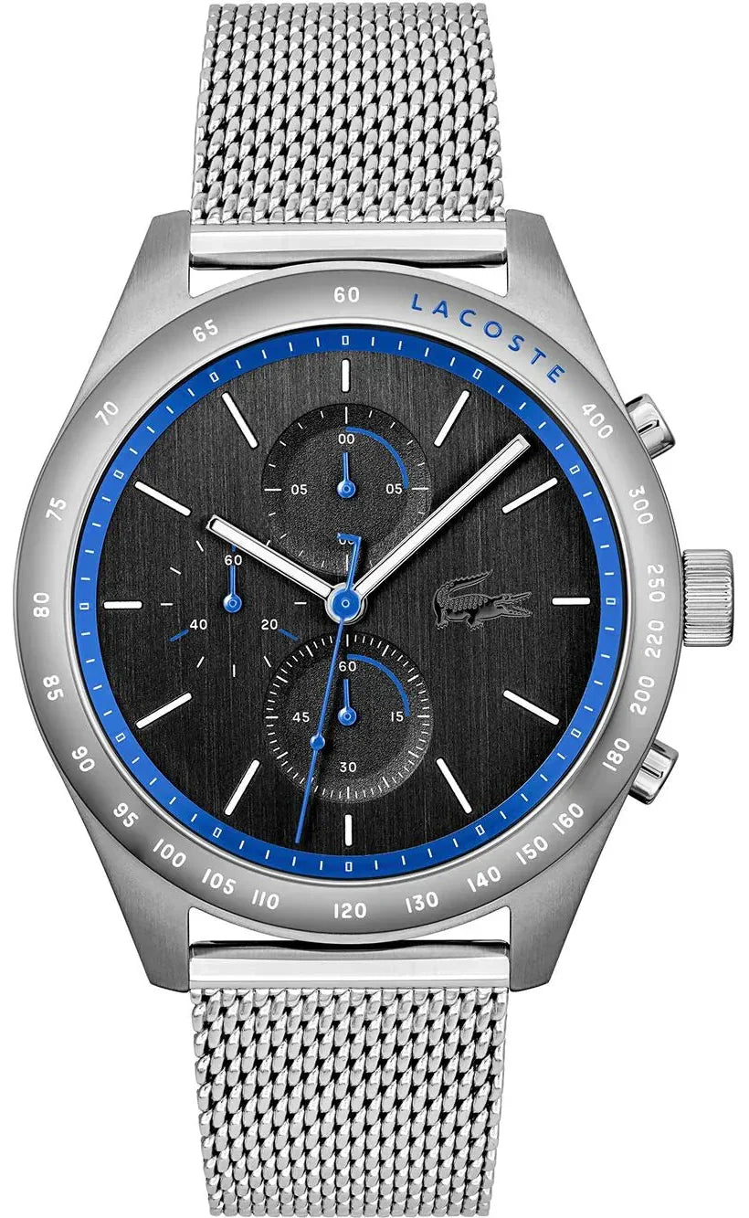 Lacoste Apext Black Dial Silver Steel Strap Watch for Men - 2011298