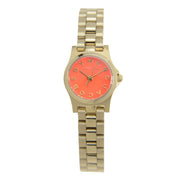 Marc Jacobs Henry Dinky Red Dial Gold Steel Strap Watch for Women - MBM3202