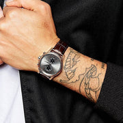 Hugo Boss Jet Chronograph Grey Dial Brown Leather Strap Watch for Men - 1513281