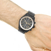 Hugo Boss Grand Prix Chronograph Black Dial Black Steel Strap Watch for Men - 1513578