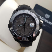 Tag Heuer Aquaracer Automatic Chronograph Special Edition Titanium Grey Dial Black Leather Strap Watch for Men - CAY218B.FC6370