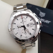 Tag Heuer Aquaracer Caliber 16 Automatic Chronograph White Dial Silver Steel Strap Watch for Men - CAY2111.BA0927