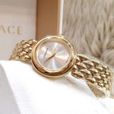 Versace V-Flare Quartz Silver Dial Gold Steel Strap Watch for Women - VEBN00718