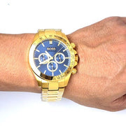 Hugo Boss Ikon Chronograph Blue Dial Gold Steel Strap Watch for Men - 1513340