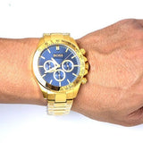Hugo Boss Ikon Chronograph Blue Dial Gold Steel Strap Watch for Men - 1513340