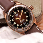 Tag Heuer Autavia Brown Dial Brown Leather Strap Watch for Men - WBE5191.FC8276