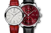 IWC Portofino Automatic Diamonds Silver Dial Red Leather Strap Watch for Women - IW357408