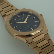 D1 Milano Ultra Thin Brown Dial Gold Steel Strap Watch for Men - D1-UTBJ13