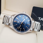 Tag Heuer Carrera Quartz Diamonds Blue Dial Silver Steel Strap Watch for Women - WAR1114.BA0601
