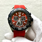 Tag Heuer Formula 1 Chronograph Red Dial Red Rubber Strap Watch for Men - CAZ101AN.FT8055