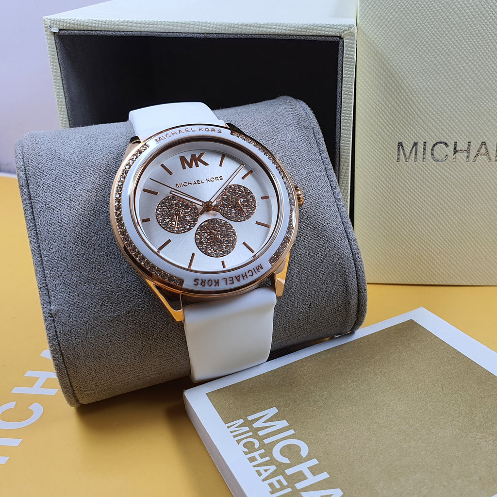 Michael Kors Oversized Sport Quartz White Dial White Rubber Strap