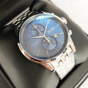 Hugo Boss Jet Chronograph Blue Dial Silver Steel Strap Watch for Men - 1513384