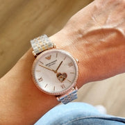 Emporio Armani Meccanico Automatic Mother of Pearl Dial Two Tone Steel Strap Watch For Women - AR60049
