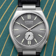 Citizen Tsuyosa Automatic Grey Dial Black Leather Strap Watch for Men - NK5010-01H