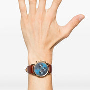Daniel Wellington Iconic Chronograph Blue Dial Brown Leather Strap Watch For Men - DW00100639