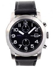 Marc Jacobs Larry Chronograph Black Dial Black Leather Strap Watch for Men - MBM5033