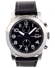Marc Jacobs Larry Chronograph Black Dial Black Leather Strap Watch for Men - MBM5033