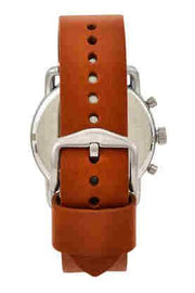 Fossil The Commuter Blue Dial Brown Leather Strap Watch for Men - FS5401
