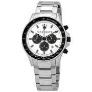 Maserati SFIDA Chronograph White Dial Silver Steel Strap Watch For Men - R8873640003