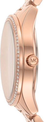 Michael Kors Bradshaw Quartz Rose Gold Dial Rose Gold Steel Strap Watch For Women - MK6556