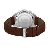 Hugo Boss Skymaster Chronograph White Dial Brown Leather Strap Watch for Men - 1513786