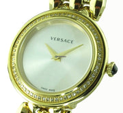 Versace V Flare Diamonds Silver Dial Gold Steel Strap Watch for Women - VEBN00918