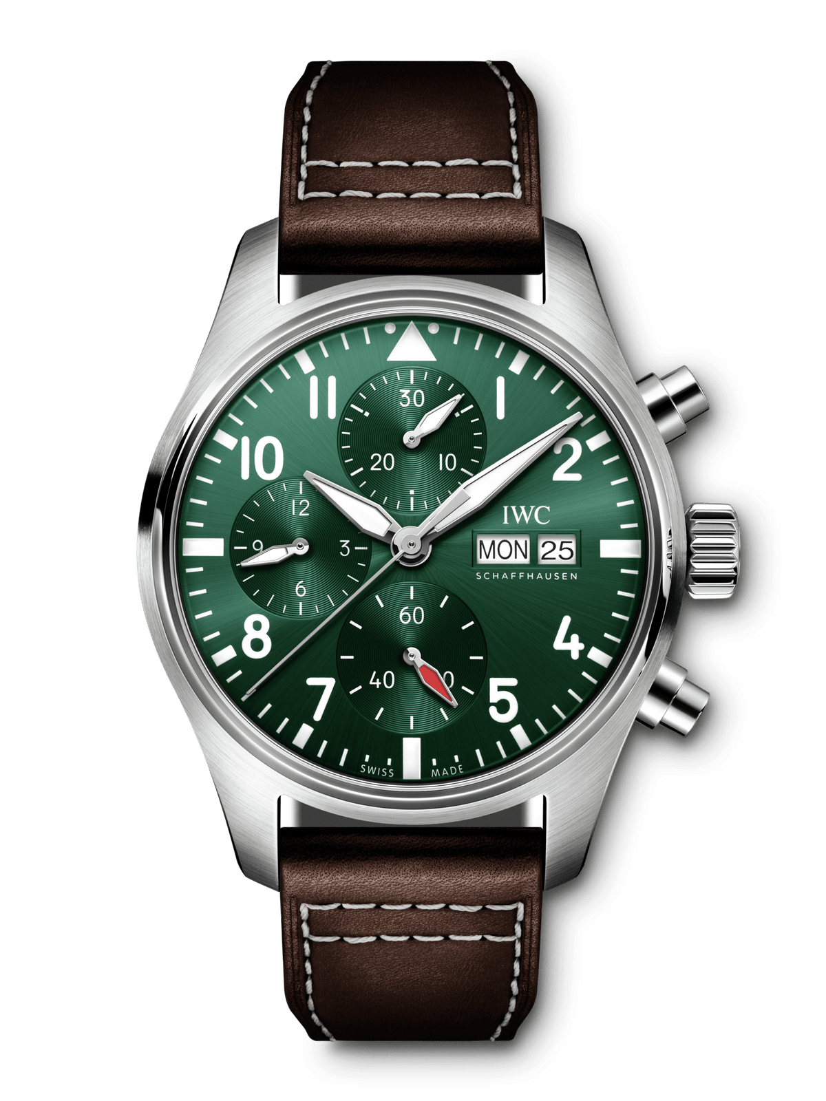 IWC Pilot's Watch Chronograph Edition Racing Green 43mm Green Dial Brown Leather Strap Watch for Men - IW377726