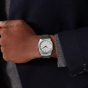 D1 Milano Ultra Thin Linen White Dial Silver Steel Strap Watch for Unisex - D1-UTBJ23