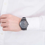 Emporio Armani Renato Black Dial Black Leather Strap Watch for Men - AR11276