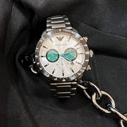 Emporio Armani Mario Chronograph White Dial Black Steel Strap Watch For Men - AR11471