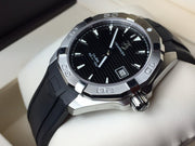 Tag Heuer Aquaracer Quartz Black Dial Black Rubber Strap Watch for Men - WAY1110.FT8021