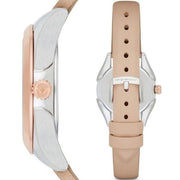 Emporio Armani Valeria Quartz White Dial Beige Leather Strap Watch For Women - AR11031