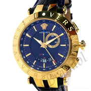 Versace Race GMT Blue Dial Blue Leather Strap Watch For Men - 29G70D282