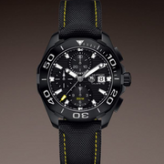 Tag Heuer Aquaracer Chronograph PVD Black Dial Black Nylon Strap Watch for Men - CAY218A.FC6361