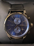 Hugo Boss Jet Chrongraph Blue Dial Gunmetal Grey Mesh Bracelet Watch for Men - 1513677