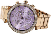 Michael Kors Parker Purple Dial Rose Gold Steel Strap Watch for Women - MK6169