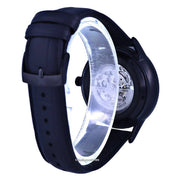Emporio Armani Meccanico Automatic Skeleton Black Dial Black Leather Strap Watch For Men - AR60042