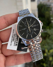 Hugo Boss Jet Chronograph Black Dial Silver Steel Strap Watch for Men - 1513383