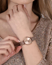 Emporio Armani Gianni T Bar Quartz Rose Gold Dial Rose Gold Steel Strap Watch For Women - AR11342