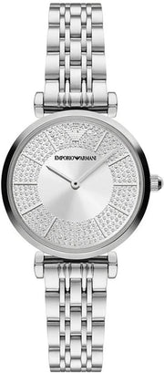 Emporio Armani Gianni T-Bar Quartz Silver Dial Silver Steel Strap Watch For Women - AR11445