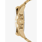 Diesel Mega Chief Chronograph Gold Dial Gold Steel Strap Watch For Men - DZ4360
