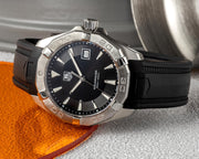 Tag Heuer Aquaracer Quartz Black Dial Black Rubber Strap Watch for Men - WAY1110.FT8021