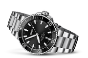 Oris Aquis Date Black Dial Silver Steel Strap Watch for Men - 0173377304134-0782405PEB